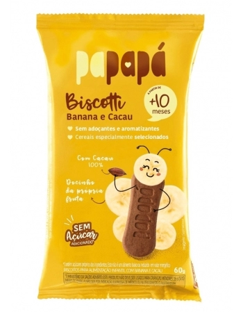 BISCOITO INFANTIL PAPAPA BISCOTTI COM BANANA E CACAU 12X60G