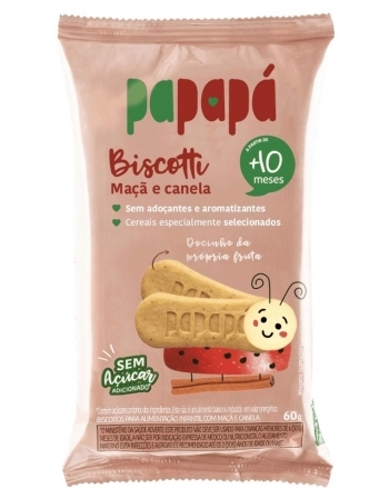 BISCOITO INFANTIL PAPAPA BISCOTTI COM MACA E CANELA 12X60G