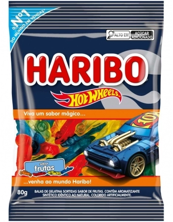 BALA DE GELATINA HOT WHEELS FRUTAS SORTIDAS 12X80G