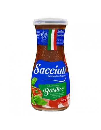 MOLHO DE TOMATE BASILICO SACCIALI - 12X530G