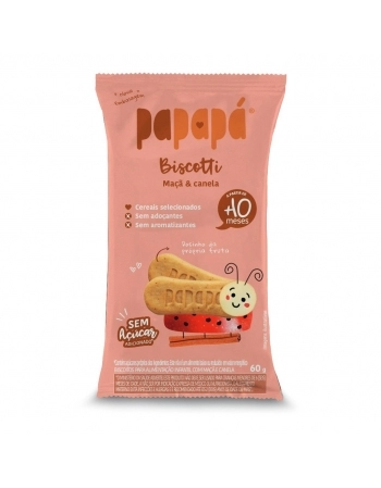 BISCOITO INFANTIL PAPAPA BISCOTTI COM MACA E CANELA 12X60G