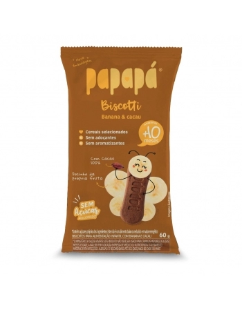 BISCOITO INFANTIL PAPAPA BISCOTTI COM BANANA E CACAU 12X60G
