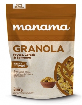 GRANOLA MONAMA FLOCOS E MEL SAUDAVEL SEM GLUTEN ORG 10X200G